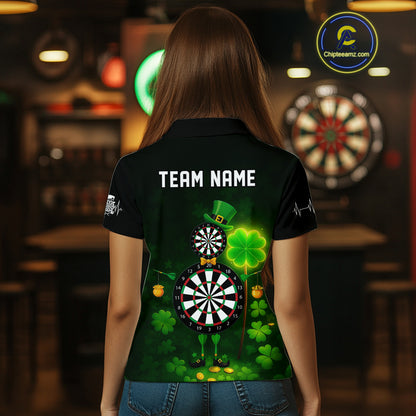 Personalized Funny Dartboard Patrick Day Women Darts Polo Shirts Shamrock Dart Team Gifts NYN2185