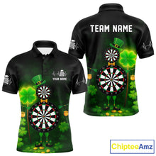 Load image into Gallery viewer, Personalized Funny Dartboard Patrick Day Men Darts Polo Shirts Shamrock Dart Team Gifts NYN2185