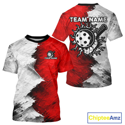 White & Red Paint Splatter Pickleball Ball T-Shirt For Men Custom Outfits Pickleball Jerseys NYN2488