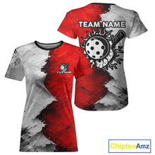 Load image into Gallery viewer, White &amp; Red Paint Splatter Pickleball Ball T-Shirt For Women Custom Outfits Pickleball Jerseys NYN2488