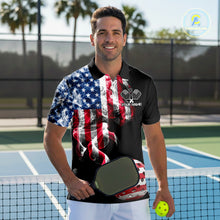 Load image into Gallery viewer, US Flag Smoking Pickleball Ball T-Shirt For Men Custom Patriotic Pickleball Team Jerseys NYN2490