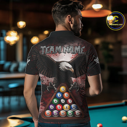 Red Grunge Eagle 8 Ball Billiard Pool Shirt For Men Custom Claws Billiard Attire Team Jersey NYN3063