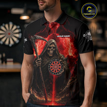 Load image into Gallery viewer, Custom Lightning Red Grim Reaper Dartboard Dart Polo Shirt For Men Dart Team Jerseys NYN1418