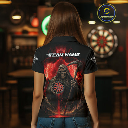 Custom Lightning Red Grim Reaper Dartboard Dart Polo Shirt For Women Dart Team Jerseys NYN1418