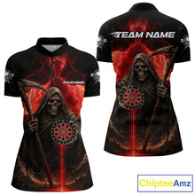 Load image into Gallery viewer, Custom Lightning Red Grim Reaper Dartboard Dart 1/4-Zip Shirt For Women Dart Team Jerseys NYN1418