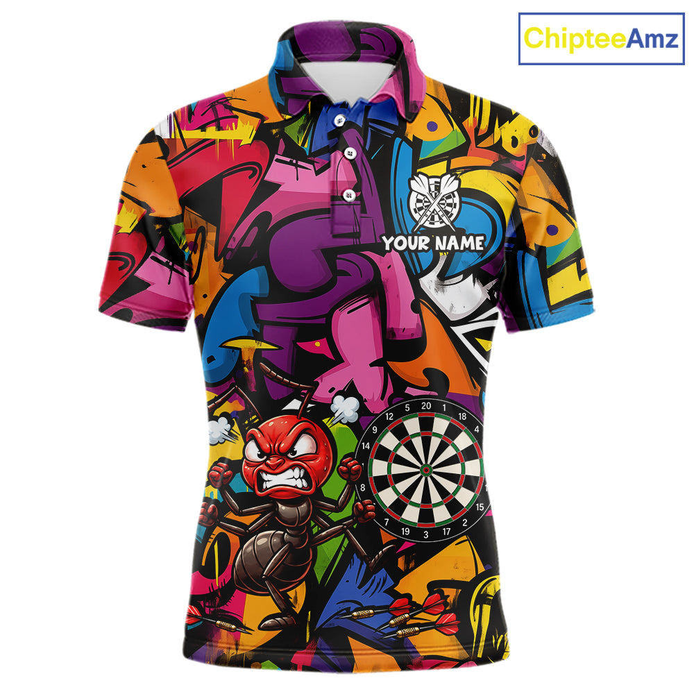 Personalized Angry Ant Darts Polo 1/4-Zip Shirt For Men Custom Graffiti Street Funny Darts Team Uniform NYN4470