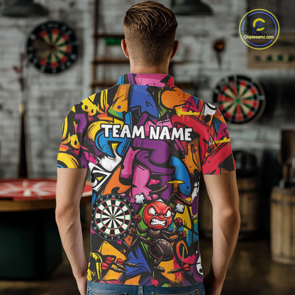 Personalized Angry Ant Darts Polo 1/4-Zip Shirt For Men Custom Graffiti Street Funny Darts Team Uniform NYN4470