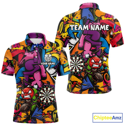 Personalized Angry Ant Darts Polo 1/4-Zip Shirt For Men Custom Graffiti Street Funny Darts Team Uniform NYN4470