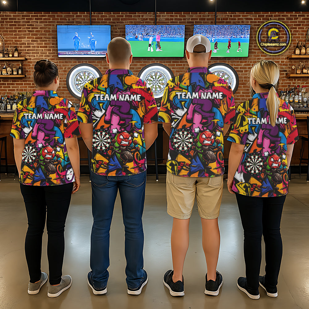 Personalized Angry Ant Darts Polo 1/4-Zip Shirt For Women Custom Graffiti Street Funny Darts Team Uniform NYN4470