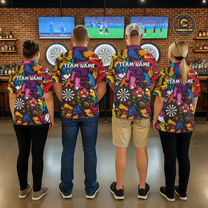 Personalized Angry Ant Darts Polo 1/4-Zip Shirt For Women Custom Graffiti Street Funny Darts Team Uniform NYN4470