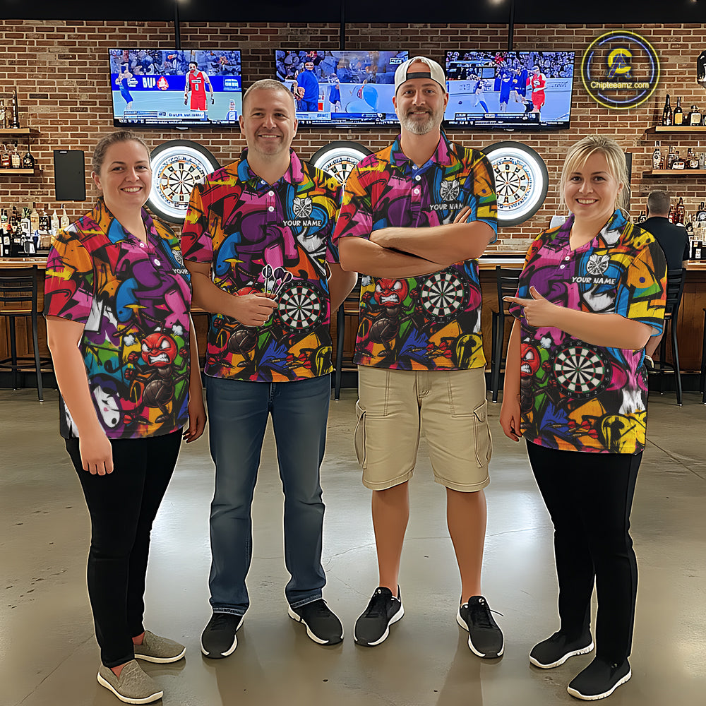 Personalized Angry Ant Darts Polo 1/4-Zip Shirt For Women Custom Graffiti Street Funny Darts Team Uniform NYN4470