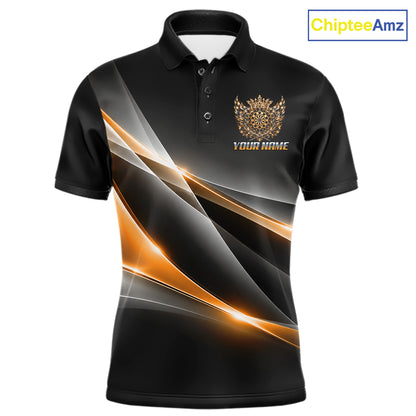 Custom Gold Silver Crown Winged Darts Polo 1/4-Zip Shirt For Men Darts Team Tournament Jersey NYN4855