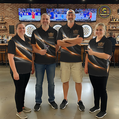 Custom Gold Silver Crown Winged Darts Polo 1/4-Zip Shirt For Men Darts Team Tournament Jersey NYN4855