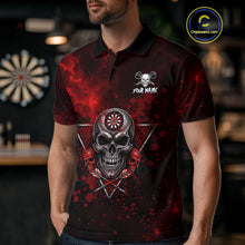 Load image into Gallery viewer, Custom Red Splatter Multi-Skull Men Darts Arrow Polo League Shirts Dart Team Jerseys NYN2200