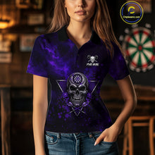 Load image into Gallery viewer, Custom Purple Splatter Multi-Skull Women Darts Arrow Polo League Shirts Dart Team Jerseys NYN2202