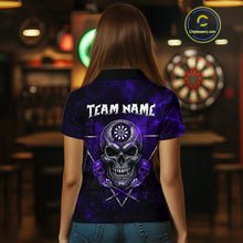 Load image into Gallery viewer, Custom Purple Splatter Multi-Skull Women Darts Arrow Polo League Shirts Dart Team Jerseys NYN2202