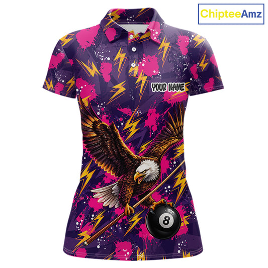 Purple Pink Splatter Billiard Shirt Eagle 8 Ball Pool Shirt For Women Personalized Billiard Team Jersey  NYN4488