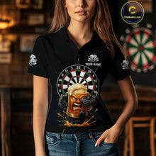 Load image into Gallery viewer, Funny Running Beer Robot &amp; Dartboard Custom Women Darts Quarter-Zip Shirt Funny Dart Jerseys NYN1946