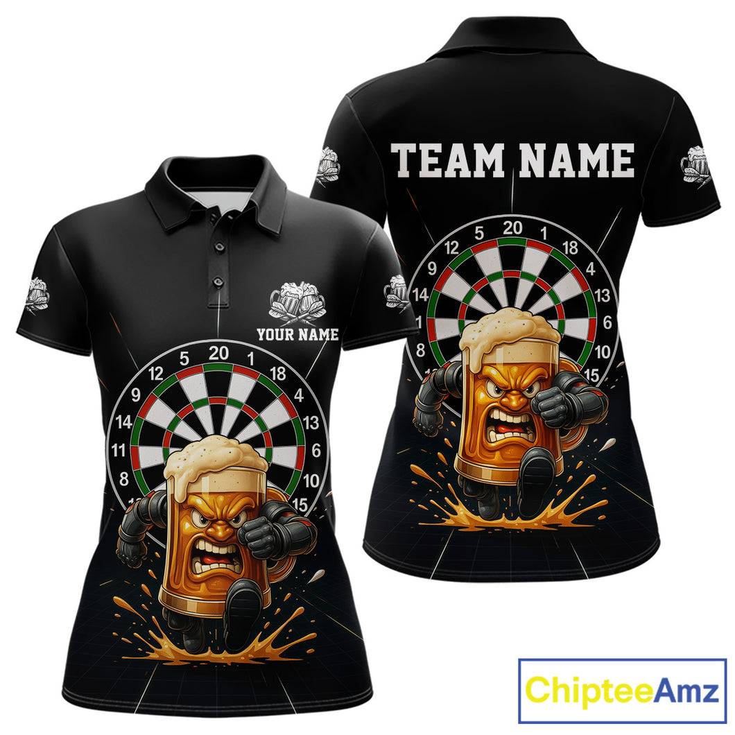 Funny Running Beer Robot & Dartboard Custom Women Darts Quarter-Zip Shirt Funny Dart Jerseys NYN1946