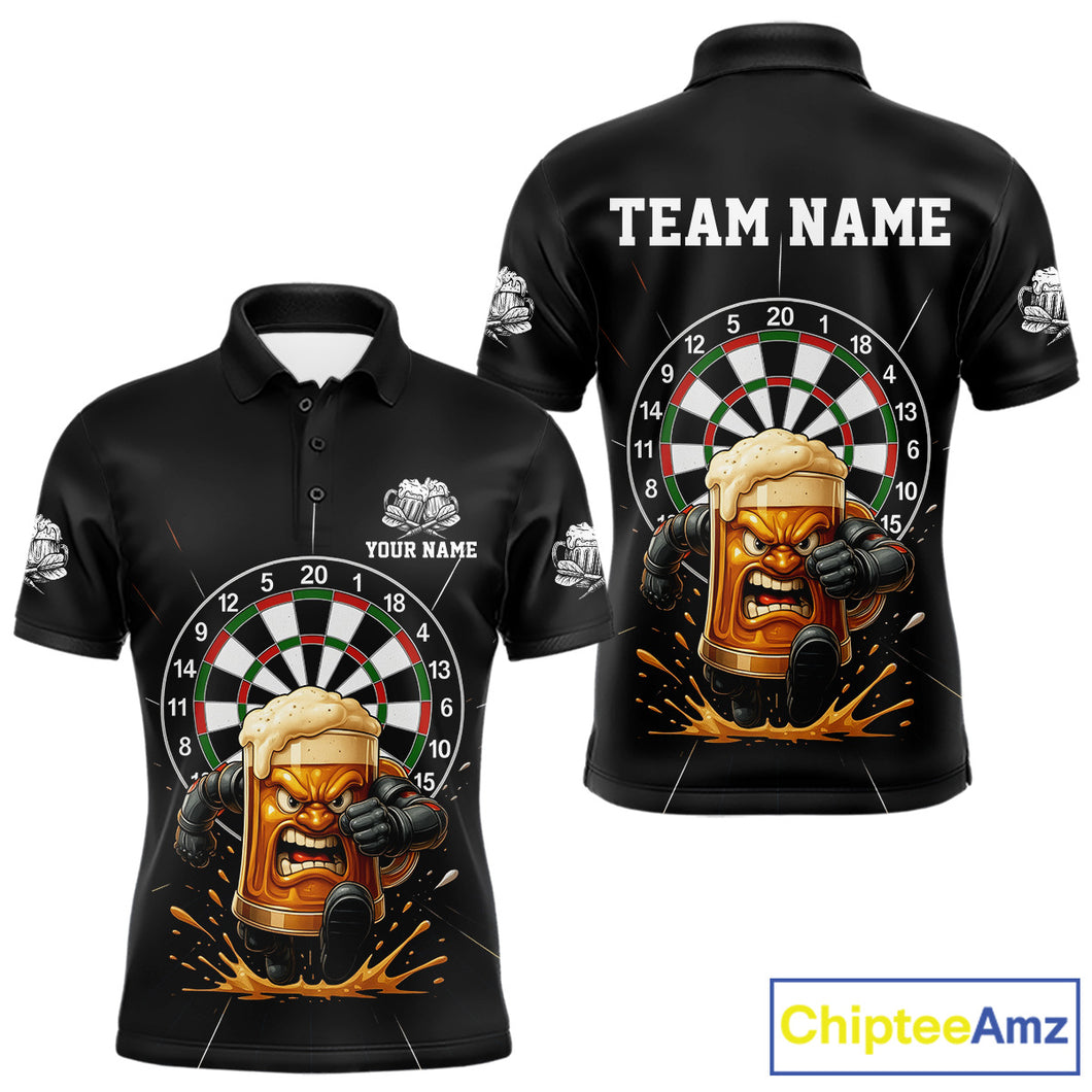 Funny Running Beer Robot & Dartboard Custom Men Darts Polo Shirt Funny Dart Jerseys NYN1946