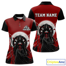 Load image into Gallery viewer, Black And Red Grim Reaper Moon Dartboard Custom Women Darts Quarter-Zip Shirt Gothic Dart Jerseys NYN1947