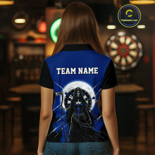 Load image into Gallery viewer, Black And Blue Grim Reaper Moon Dartboard Custom Women Darts Quarter-Zip Shirt Gothic Dart Jerseys NYN1948