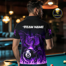 Load image into Gallery viewer, Purple Flaming Dragon Play Pool 8 Ball Men Billiard Shirt Custom Billiard Polo &amp; 1/4-Zip Attire NYN2493