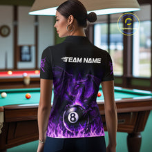 Load image into Gallery viewer, Purple Flaming Dragon Play Pool 8 Ball Women Billiard Shirt Custom Billiard Polo &amp; 1/4-Zip Attire NYN2493