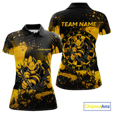 Load image into Gallery viewer, Black And Yellow Grunge Funny Bee Darts Polo &amp; 1/4 Zip For Women Personalized Dart Team Shirts NYN3237