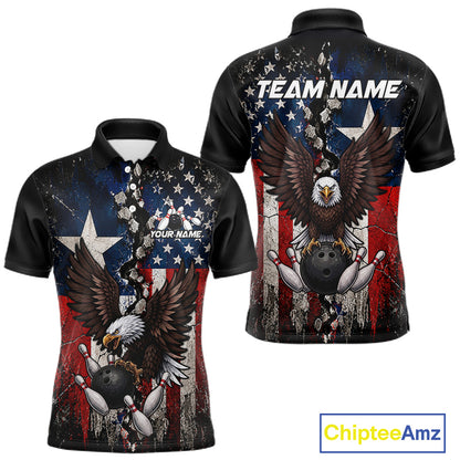 Custom US Flag Patriotic Bowling Shirt For Women Texas Flag Eagle Bowling Vintage Bowling Team Apparel NYN4509