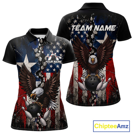 Custom US Flag Patriotic Bowling Shirt For Men Texas Flag Eagle Bowling Vintage Bowling Team Apparel NYN4509