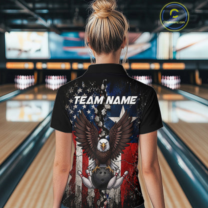 Custom US Flag Patriotic Bowling Shirt For Men Texas Flag Eagle Bowling Vintage Bowling Team Apparel NYN4509