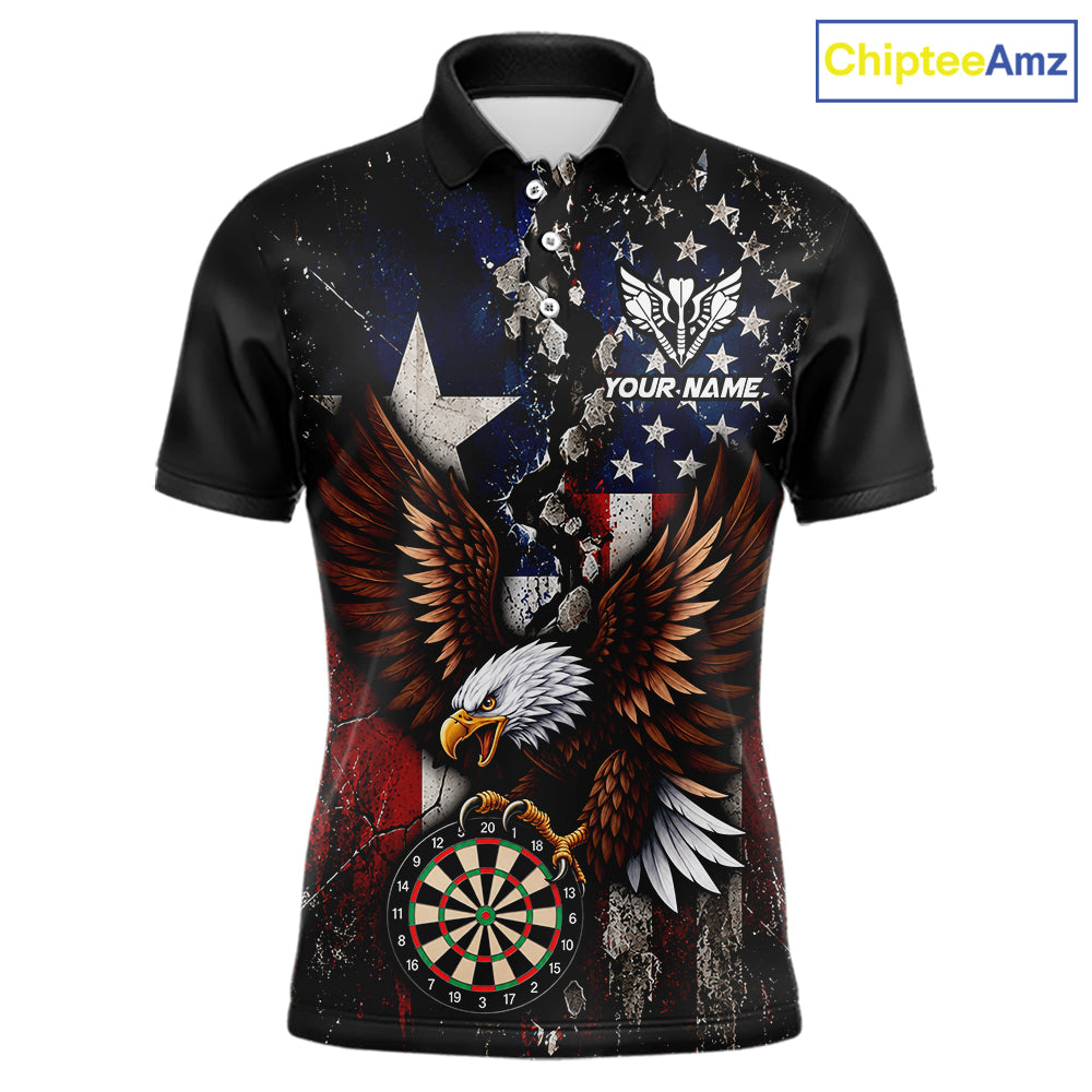 Custom US Flag Patriotic Darts Shirt For Men Texas Flag Eagle Dartboard Vintage Darts Team Apparel NYN4510