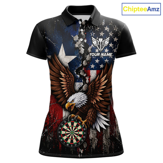 Custom US Flag Patriotic Darts Shirt For Women Texas Flag Eagle Dartboard Vintage Darts Team Apparel NYN4510
