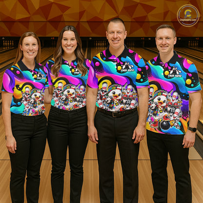 Custom Funny Hiphop Duck Bank Bowling Polo 1/4-Zip Shirt For Men Colorful Bowling Team Jersey NYN4861
