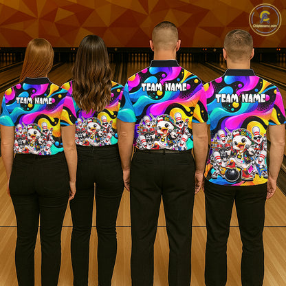 Custom Funny Hiphop Duck Bank Bowling Polo 1/4-Zip Shirt For Men Colorful Bowling Team Jersey NYN4861
