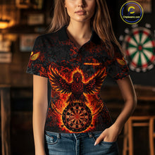 Load image into Gallery viewer, Custom Red Flames Eagle Digital Camo Darts Polo Shirt For Women Cracked Dart Jerseys NYN1958