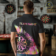 Load image into Gallery viewer, Pink Holographic Dartboard Grunge Darts Polo Shirts For Men Custom Name For Darters NYN2705