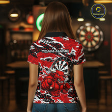 Load image into Gallery viewer, Personalized Women Darts Bull Grunge Red Polo Shirt Custom Name Polo 1/4-Zip Shirt Gift For Darters NYN2856