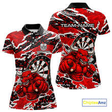 Load image into Gallery viewer, Personalized Women Darts Bull Grunge Red Polo Shirt Custom Name Polo 1/4-Zip Shirt Gift For Darters NYN2856