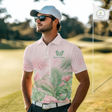 Load image into Gallery viewer, Personalized Green And Pink Tropical Pattern Custom Golf Polo Shirt For Men Golf Team Clothes NYN2864