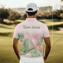 Load image into Gallery viewer, Personalized Green And Pink Tropical Pattern Custom Golf Polo Shirt For Men Golf Team Clothes NYN2864