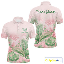 Load image into Gallery viewer, Personalized Green And Pink Tropical Pattern Custom Golf Polo Shirt For Men Golf Team Clothes NYN2864