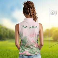 Load image into Gallery viewer, Personalized Green And Pink Tropical Pattern Custom Golf Sleeveless Polo Shirt For Women Golf Team Clothes NYN2864