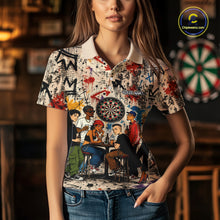 Load image into Gallery viewer, Grunge Graffiti Funny Friends And Beer Women Darts Shirt Custom Polo 1/4 Zip Team Darts Jersey NYN3243