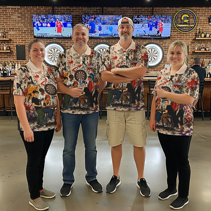 Grunge Graffiti Funny Friends And Beer Mens Darts Shirt Custom Polo 1/4 Zip Team Darts Jersey NYN3243