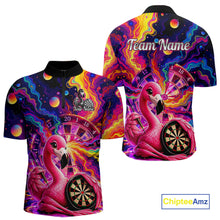 Load image into Gallery viewer, Personalized Cute Flamingo Dart Polo &amp; Quarter Zip Shirt For Men Colorful Rainbow Paint Darts Jersey NYN2869