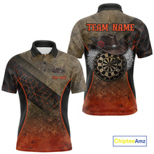 Load image into Gallery viewer, Funny Dartboard Cowboy Darts Polo &amp; 1/4-Zip Shirts For Men Custom Grunge Brown Darts Team Jerseys NYN3079