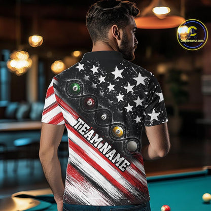 Custom Billiard Ball Is In My Dna Pool Shirt For Men US Flag Patriot Billiard Team Uniform | Red NYN4151