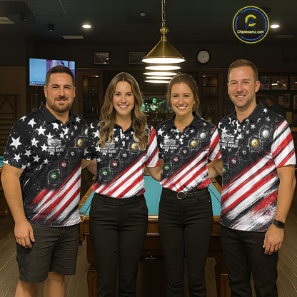 Custom Billiard Ball Is In My Dna Pool Shirt For Women US Flag Patriot Billiard Team Uniform | Red NYN4151